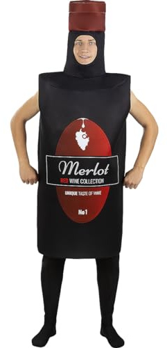 Funidelia Weinflaschenkostüm für Männer und Frauen, Einheitsgröße Drink, Alkohol - Erwachsenenkostüm für Party, Karneval und Halloween