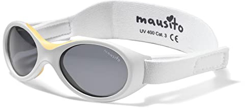 Mausito Lunettes de soleil bébé 0-18 mois bandeau ajustable et souple, monture flexible | Lunettes de soleil enfant avec protection 100% UV400 & sans BPA | Design européen moderne, maintien parfait