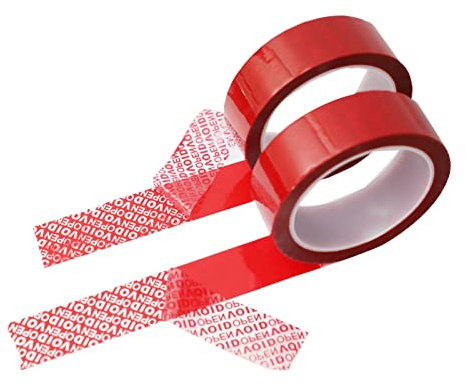 AMOGATO Red Tamper Security Tape,Transfer Tamper Proof Security Void Tapes，Ultra-Thick Void Film,Surface Printed with Opened Void, 2 Roll,1 x55 Yard,Red