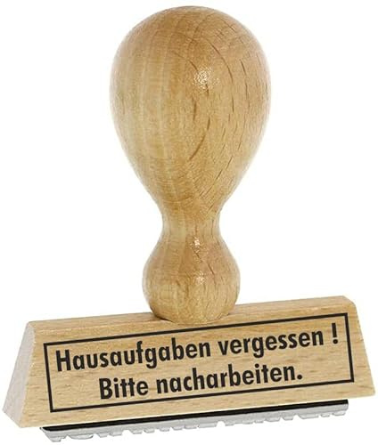 Die Stempel GmbH Lehrer-Stempel – Hausaufgaben vergessen! Bitte nacharbeiten - von Kaufhaus 2010 aus Holz & Gummi, zum Bestempeln von Schriftstücken aller Art.
