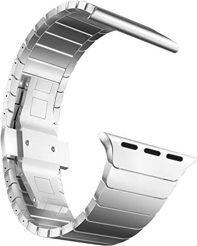 MaKTech Edelstahl Armband für Apple Watch Armband,Metallisches Ersatz-Gliederarmband für iWatch Serie 11/10/9/8/7,SE 3/2/1 [2025] (42mm/41mm/40mm,Silber)