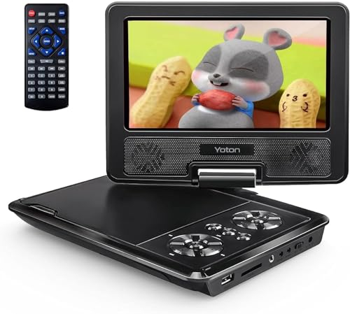 Yoton 9.5 Portable DVD Player with 7.5 HD Swivel Screen for Car and Kids, 6 Hours Working time, Supports All-Region, Headphone/AV-IN/AV-OUT/USB/SD Card [Not Support Blu-ray]