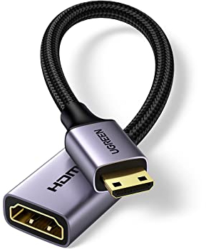 UGREEN Adattatore Mini HDMI a HDMI 4K 60Hz Cavo Corto 25cm Supporto 3D Dolby Vision HDCP 2.2 Compatibile con Raspberry Pi Zero Laptop PC Camera