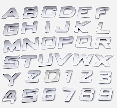NewL kursive 3D Metall-Buchstaben & Zahlen mit Chrom-Optik, selbstklebend | Witterungsbeständig, glänzende 3D-Chrom-Optik, starker Selbstkleber, für Auto, Briefkasten, Embleme und Namensschilder