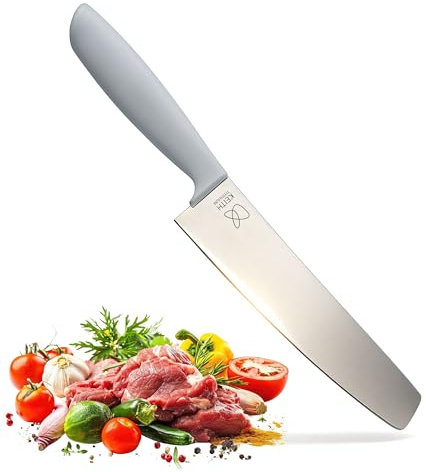 Keith Titanium Küchenmesser mit Scheide, Ti8743, Ultraleichtes Titanmesser für präzises Schneiden von Fleisch, Gemüse & Obst, Ideal für Indoor, Outdoor, Camping, Trekking (34,7 x 8,0 x 2,3 cm)