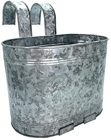 DARO DEKO Metall Balkonkasten Silber - 34 x 38 x 33 cm - Verzinkt - Pflanzkasten Blumentopf Balkonkasten