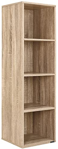 Casaria® Bücherregal mit 4 Fächer 106x30x30cm Kippschutz Bodenschoner 40kg Belastbarkeit Wohnzimmer Schlafzimmer Büro Regal Standregal Würfelregal Eiche