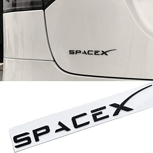 TDHLW 3D erhabenes Logo Heckklappeneinsatz Buchstaben hinten Embleme kompatibel für Tesla Model 3/S/X/Y, 3M Selbstklebende Rückseite,Matt Black,SpaceX