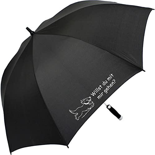 iX-brella XXL Automatik Golfschirm mit weißem Fiberglas-Gestell mit Hunde-Motiv 1
