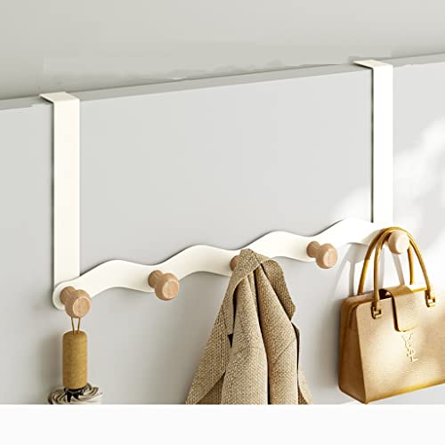 YALIZA Türgarderobe, Türgarderobe Zum Einhängen mit 4/5/6 Türhaken Aus Holz für Hängende Jacken Mäntel Hoodies Handtaschen (Color : White(2pcs), Size : 5 Hooks)
