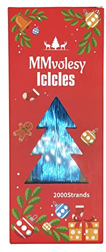 MMvolesy Blaue 2000 Eiszapfen Lametta Weihnachtsbaum Folie Fransen Stränge Winter Home Dekorationen für Urlaub Party Geburtstag Hochzeit Paket Größe 100 mm x 250 mm
