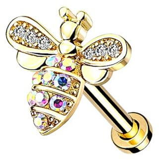 Taffstyle Ohr Tragus Knorpel Labret Piercing Stecker Kristall Biene für Ohr Tragus Helix Lippe Labret
