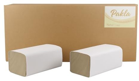 Pakla - 10.000 Blatt Papierhandtücher Grau - 1-lagig 25 x 23 cm ZZ-Falz Natur- All Zweck Papiertücher - Spender tauglich - Einweghandtücher - Einmalpapier - Universaler gebrauch