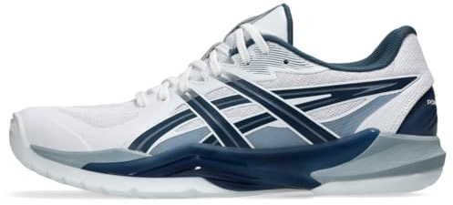 ASICS Men's POWERBREAK FlyteFoam Handball Shoes, 9.5, White/Vintage Indigo