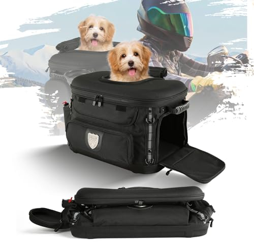UALLIN Motorrad-Tragetasche für Hunde und Katzen, tragbare Haustier-Tragetasche, wetterfest, für Harley Road Street Glide CVO Road King Touring Trike Can Am mit Gepäckträger, 9 kg Haustier (schwarz)