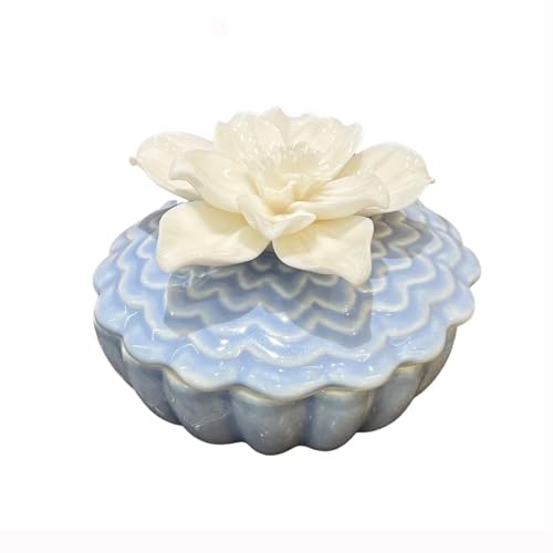 WXMYOZR Caja de baratijas Bule con Porcelana de Tapa, Cajas de joyería de cerámica Floral para niñas Mujeres Recipiente de Organizador de Joyas pequeñas Soporte de Anillo de Collar