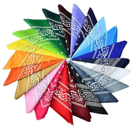 Luckwaii Bandana Halstücher für Damen Herren, 22 Stück Nickitücher Kopftuch Paisley Muster Kopftücher Halstuch Männer, Mischfarben Taschentücher Haar Schal Quadratische Tücher Bandanas 55 x 55 cm