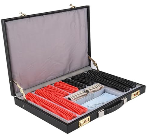 Naturalpowev 266pcs Optical Trial Lenses Set, Plastic Rim Ophthalmic Lenses, Password Lock, Optical Kit for Optical Shops, Optometry Training Centers
