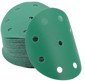 A ABSOPRO Dischi Abrasivi 5 Pollici 9 Fori 320 Grana Carta Vetrata a Gancio e Anello in Ossido di Alluminio Verde 50pz