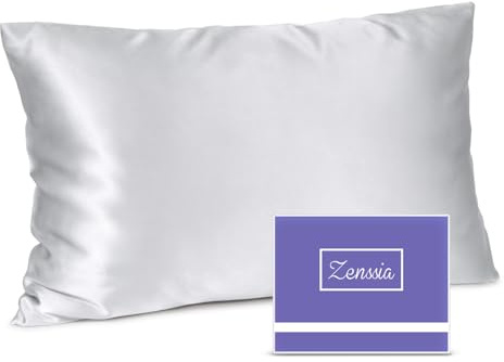 Zenssia Seidenkissenbezug 40x60, 100% Maulbeerseide, Silbergrau, 1 Stück | Echte 19 Momme Seide, Superweich & Atmungsaktiv, Haar- und Hautpflege, Verdeckter Reißverschluss, Luxuriöser Schlafkomfort.