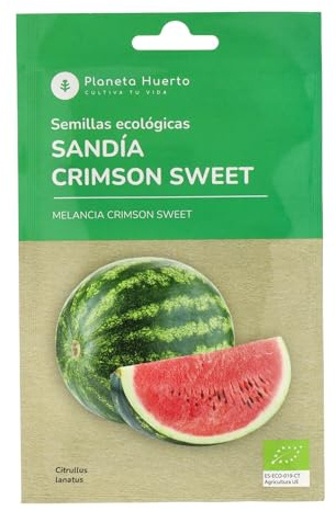 Planeta HUERTO | Semillas Ecológicas de Sandía Crimson Sweet – Frutos Jugosos y Dulces, Alta Productividad y Resistencia