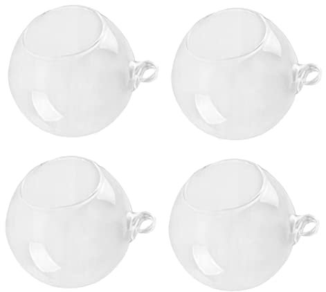 PRETYZOOM Jarrón Colgante de Cristal Forma de Bola 120 Mm, Terrario de Plantas Colgantes de Vidrio Borosilicato, Transparente, para Decoración del Hogar, Bodas y Mini Jardines, Pack de 4