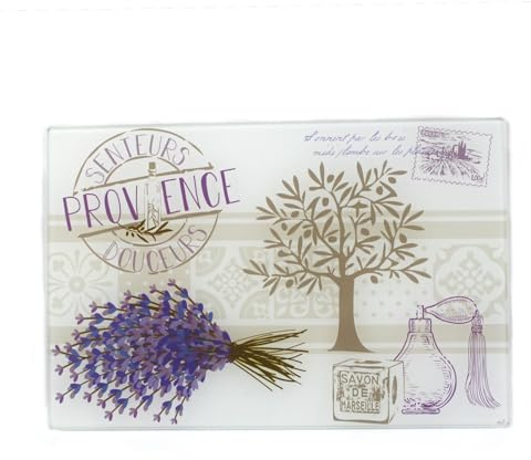 Planche à découper en Verre Motifs Senteurs Provence 20 x 30 cm Planche de Cuisine