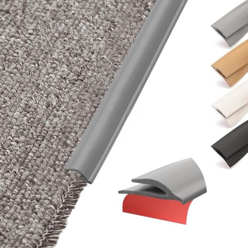 Flexibel PVC Übergangsprofil Selbstklebend Teppiche Kante - Schneidbare Teppich und Boden Übergangsleiste von Teppich zu Fliese Vinylboden Laminat Abschlussleiste Abschlussprofil (Grau, 1M)