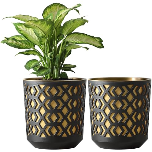 KONZEPT Lot de 2 pots à fleurs – 19 cm de diamètre, grands pots en plastique pour plantes d’intérieur, idéaux pour le salon, la cuisine et le balcon