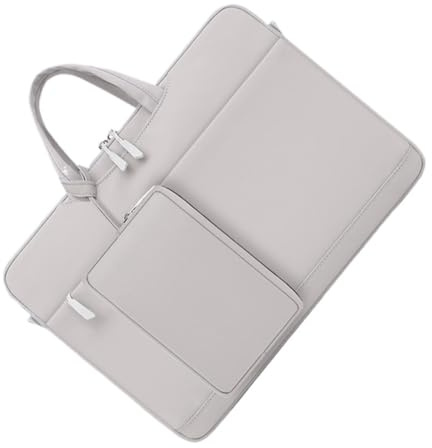 Water Repellent Fashion Protable Thin Laptop Bags Minimalist Nylon Computer Briefcases with Small Bag for Power Supply (Light Grey,13.3)