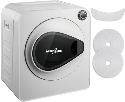Green Blue GB405 Elektrischer Wäschetrockner Ablufttrockner 830W / bis 3kg / Trockner für Kleidung | Freistehend oder Wandmontage Fünf Trocknungsprogramme (Wäschetrockner + 1x Filterset)
