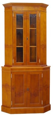 Generisch Eckschrank Eckvitrine Eckvitrinenschrank Eibe englischer Stil H: 200 cm -11571-