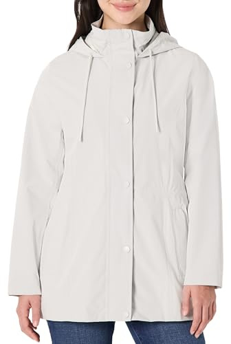 Amazon Essentials Chaqueta Impermeable Ligera con Capucha Mujer, Blanco Roto, S
