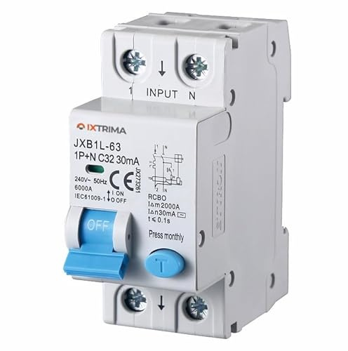 IXTRIMA Interruttore Magnetotermico Differenziale 1P+N 32A 30mA 220V-6KA 2 moduli 30mA per Guida DIN - Protezione Circuiti e Sicurezza Impianti
