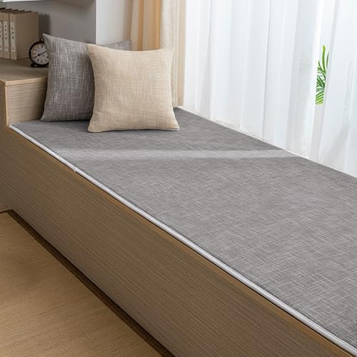 XXIUDEE Cuscino antiscivolo, per davanzale, per interni, divano, portico, cucina, panca tatami, per balcone, patio, sedie a bovindo, sala da pranzo (150 x 65 x 2 cm, grigio scuro)