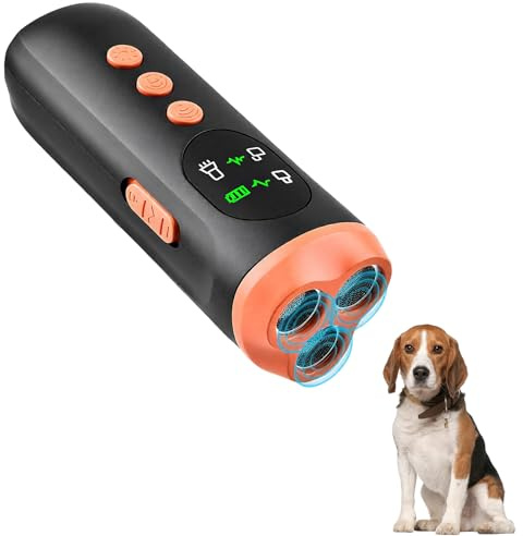 FLITI Anti Aboiement Chien Ultrason Puissant, 3 Modes Dispositif Anti Aboiement Chien Boitier Anti Aboiement Chien Portatif de 33 Pieds, avec Lampe de Poche Stroboscopique, pour Petit et Grand Chien