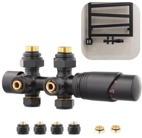 Set di valvole per termosifone, collegamento centrale con regolatore termostato, angolo e raccordo continuo per accessori di riscaldamento