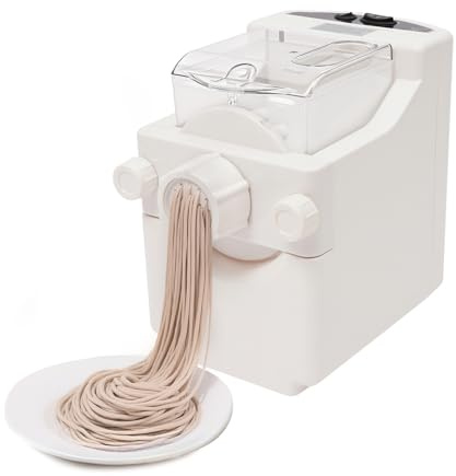 Macchina per pasta elettrica, 180 W, 33 x 20,5 x 28,5 cm, bianca, automatica con 9 forme, capacità 500 g, multifunzione, per spaghetti, fettuccine e penne