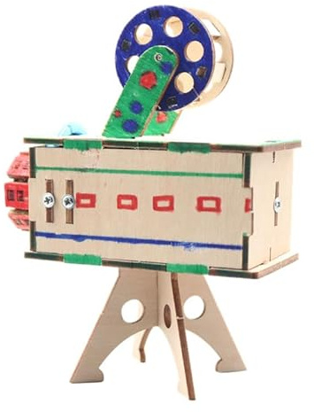 DIY Wooden Projector Science Experiments Kit for Kids – STEM Science Kits Educational Film Projector Model with 6 Slides, Hands-On Building Activity Toy for Boys and Girls Age 8 9 10 11 12