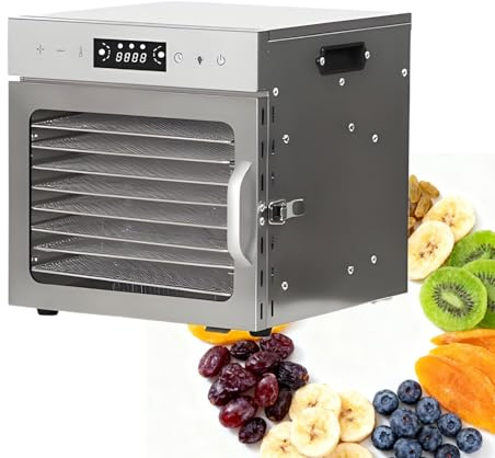 WTRYRN Essiccatore in Acciaio Inossidabile per essiccatore di Frutta disidratata, essiccatore Alimentare Compatto,essiccatore per Carne secca, Erbe aromatiche, Manzo, Frutta 8Layer