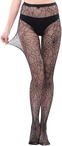SNDE Nätstrumpbyxor för kvinnor halloween svart mönster nätstrumpbyxor sexiga elastiska hög midja strumpbyxor dam nätstrumpbyxor med spindelnätsmönster