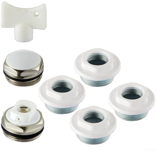 Copper Radiator Air Bleed Valve Mounting Kit with Manual Wrench and Adapter Cap Including Silicone Gasket Adapters for Aluminum and Bimetal Radiators (1/2 inch)