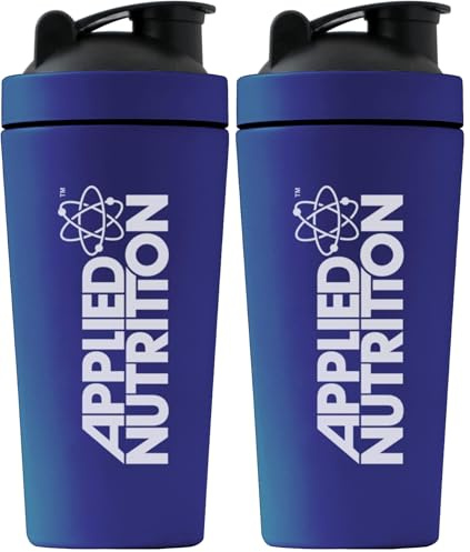 Applied Nutrition Metal Protein Shaker - Sports Supplements Stainless Steel Shaker, Metal Shaker Bottle, Durable & Lightweight (750ml) (Pack of 2)