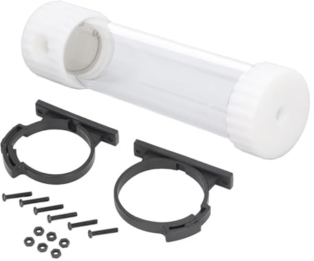 Réservoir de refroidissement à eau cylindrique avec filtre intégré, réservoir de refroidissement à eau transparent de 515 ml pour ordinateur PC, matériau PMMA POM de 265 mm avec (Blanche)