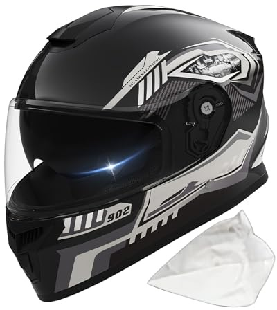 Motorcycle Helmet - ABS PC Material 37cm Size, Full Face Helmet, Collision Resistant Shell | Long Lasting Visor Shield, Motocross Helmets, Adult Riding Gear For Racing, Skiing, ATV, Scooter