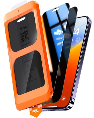 TOCOL Privacy Pellicola Protettiva per iPhone 14 Pro 6,1 Pollici, 25° Reali Anti-Spy, Rimozione Automatica Della Polvere, Copertura Completa, Senza Bolle, Durezza 9H, 2 Pezzi