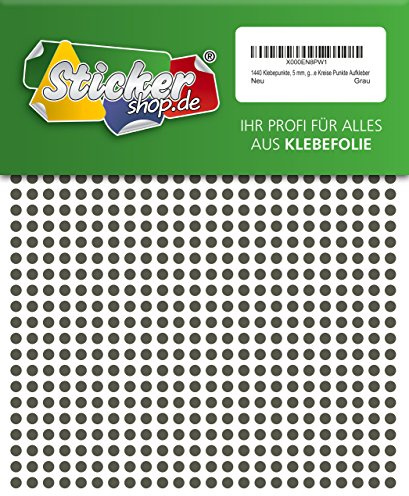 1440 Klebepunkte, 5 mm, grau, aus PVC Folie, wetterfest, Markierungspunkte Kreise Punkte Aufkleber