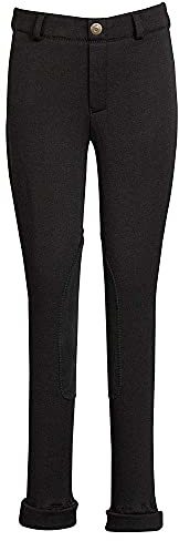 TuffRider Children's Unicorn Unifleece Pull-On Stretch Fleece Knee Patch Winter Jodhpurs - Black - 8