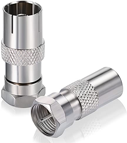 Bingfu SAT Antenne Adapter 2 Stück F-Stecker auf Koax-Stecker und F-Stecker auf Koax-Kupplung für Antennenkabel, Satellitenkabel, Koaxialkabel