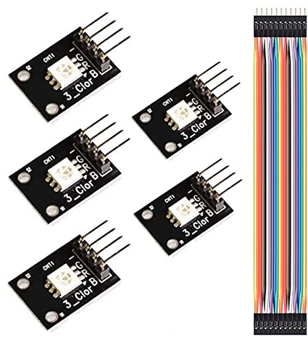 Youmile 5 Pcs SMD LED Module 3 Color Light 5050 PWM RGB KY-009 for Arduino MCU Raspberry DIY Electronic Kit Pcb Board with Dupont Cable